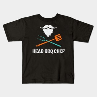 Head BBQ Chef With Beard Grilling Men's Fun Kids T-Shirt